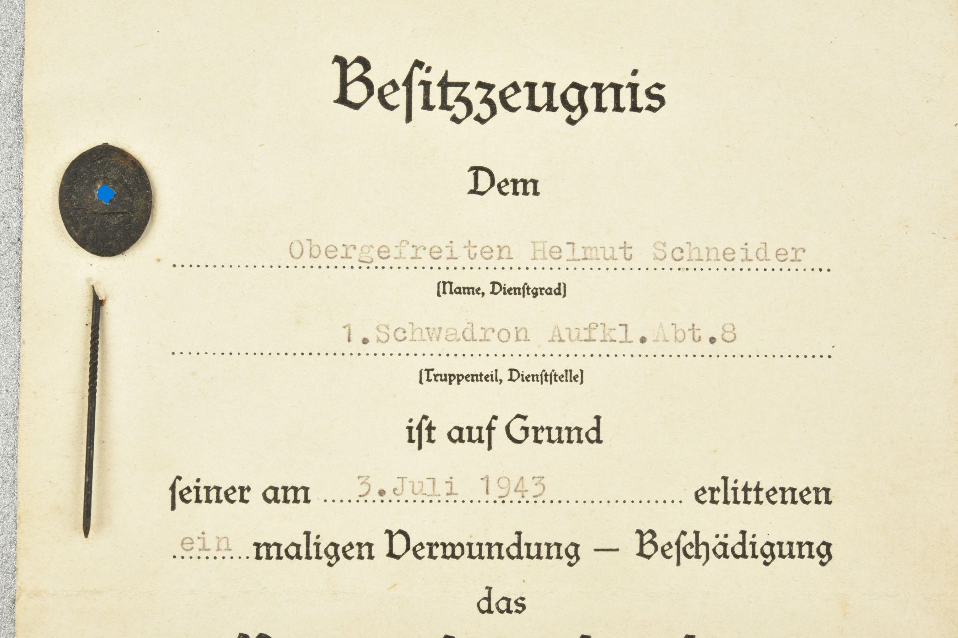 Diplome de la medaille des blesses. Diploma for the wounded. - Image 4 of 4