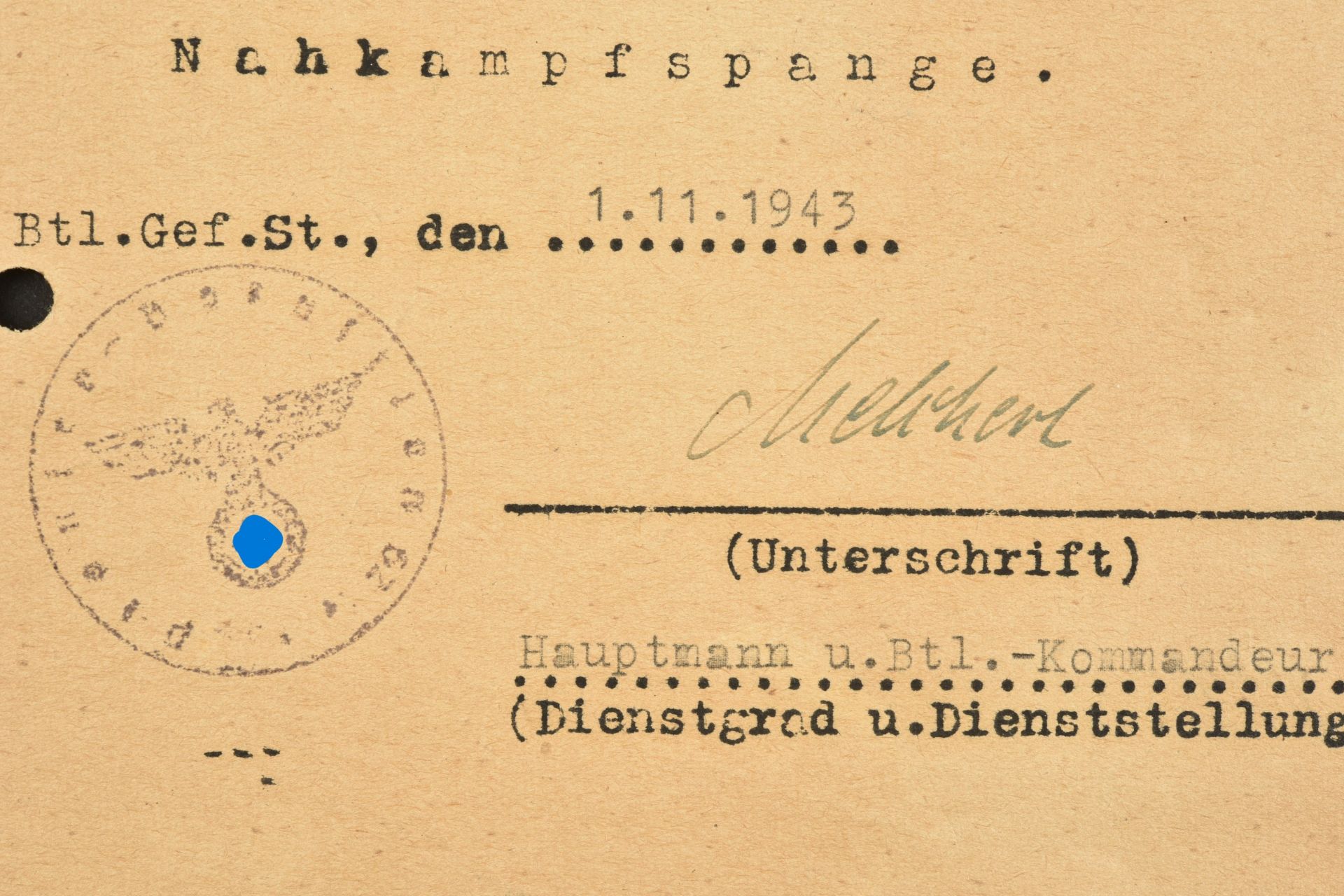 Diplome Nahkampfspange. Nahkampfspange diploma.  - Image 2 of 4
