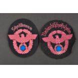 Insigne des pompier. Fireman's sleeve badges. 