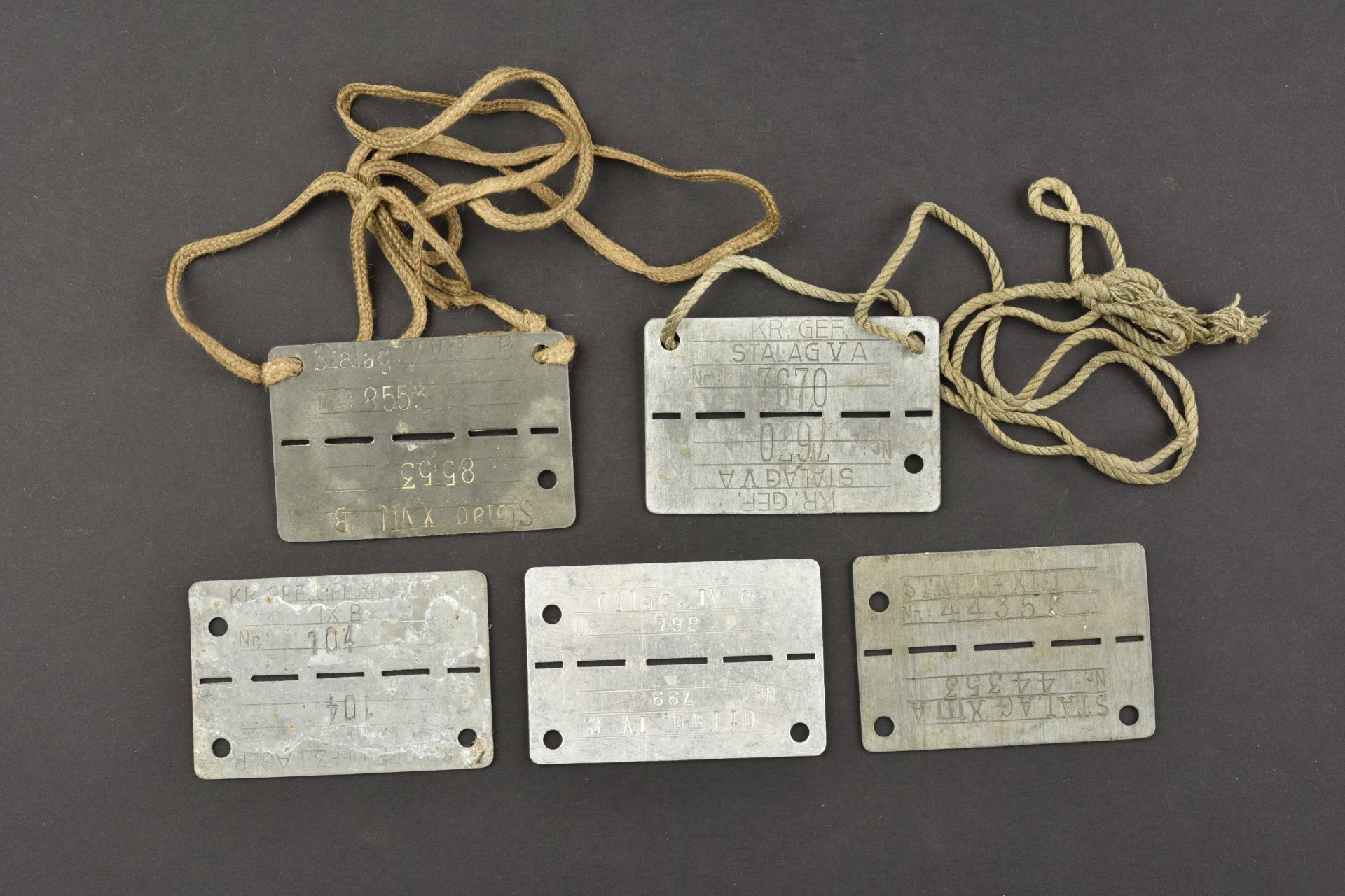 Plaques d identite Stalag. Stalag identity plates.