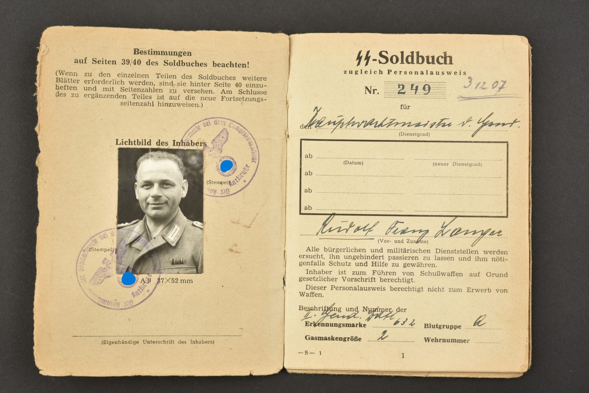 Soldbuch SS.  - Bild 12 aus 12