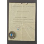 Diplome de la medaille des blesses. Diploma for the wounded.