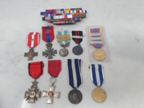 Nine European Military Medals including Cross of Merit of the order of the Lion (Norway), Greek