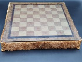 A 1960's Craftsman made Chess Set with white and gilt metal Shakespearian type figures, in plush