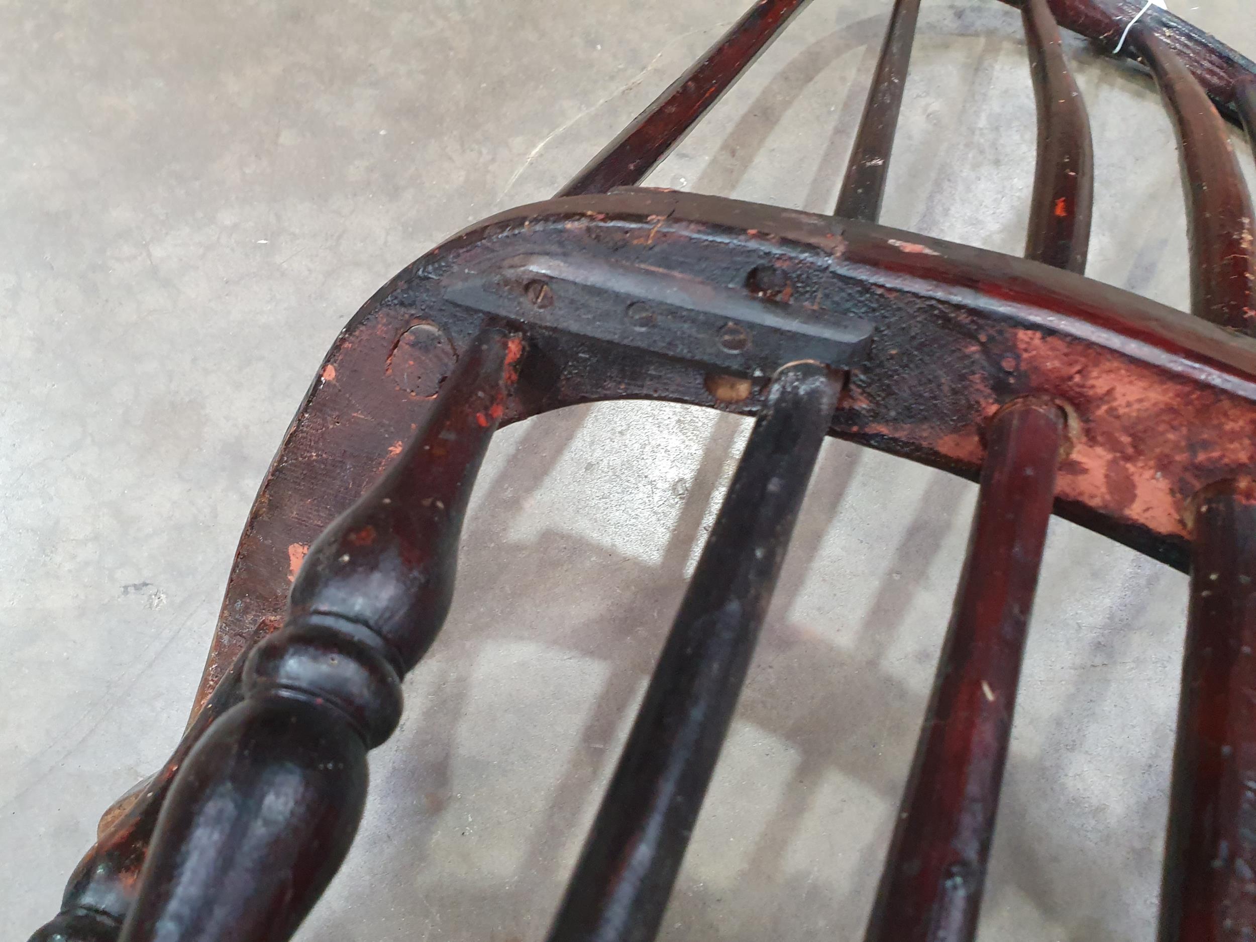 A 19th Century ash stick back Elbow Chair with early black paint remnants on turned supports - Image 4 of 11