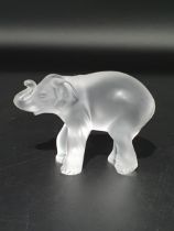 A Lalique opalescent glass baby Elephant 'Timora' engraved Lalique France to foot, 3 1/2in high