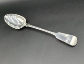 A William IV silver Basting Spoon fiddle pattern engraved initials, London 1834, maker: Mary Chawner