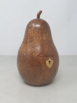 A treen Tea Caddy in the form of a Pear 7in H