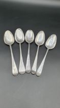 Two Georgian silver bottom marked Table Spoons Hanoverian pattern engraved crests, London 1778,