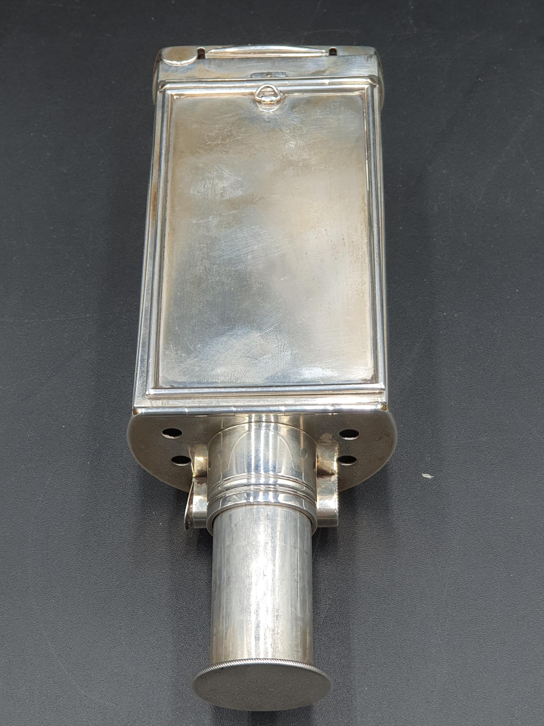 An unusual Victorian silver Carriage Lamp with adjustable candle holder, hinged reflector, - Image 11 of 12