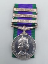 Campaign Service Medal with 'Borneo', 'Malay Peninsula' and 'South Arabia' Clasps engraved to