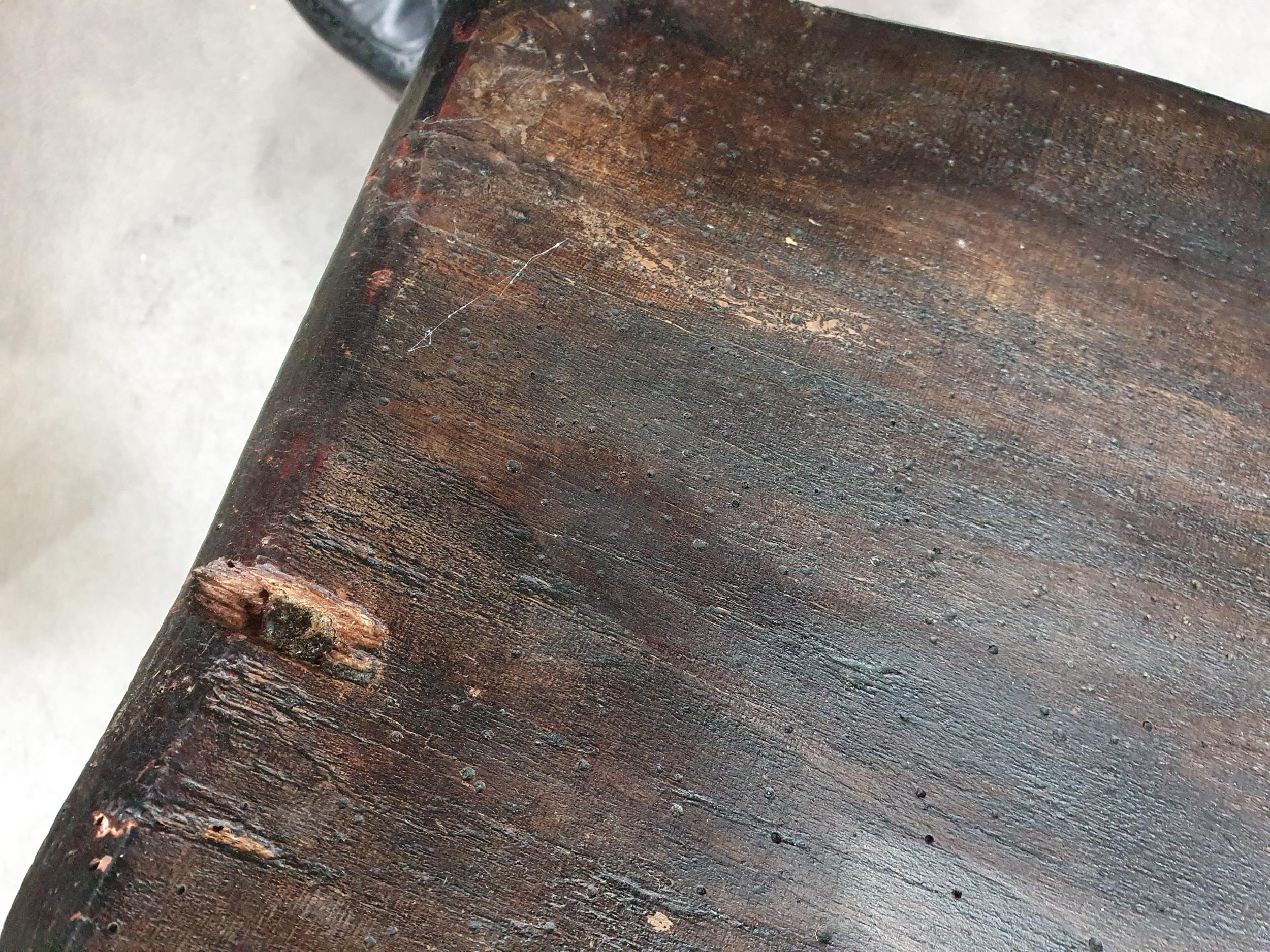 A 19th Century ash stick back Elbow Chair with early black paint remnants on turned supports - Image 6 of 11