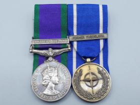 Two; Campaign Service Medal with 'Northern Ireland' Clasp and NATO Medal with 'Former Yugoslavia'