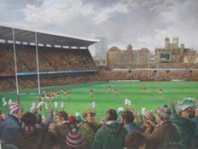 ALAN FEARNLEY (b.1942) 'Wales v England', Cardiff Arms Park, 17 January 1981, signed, oil on canvas,