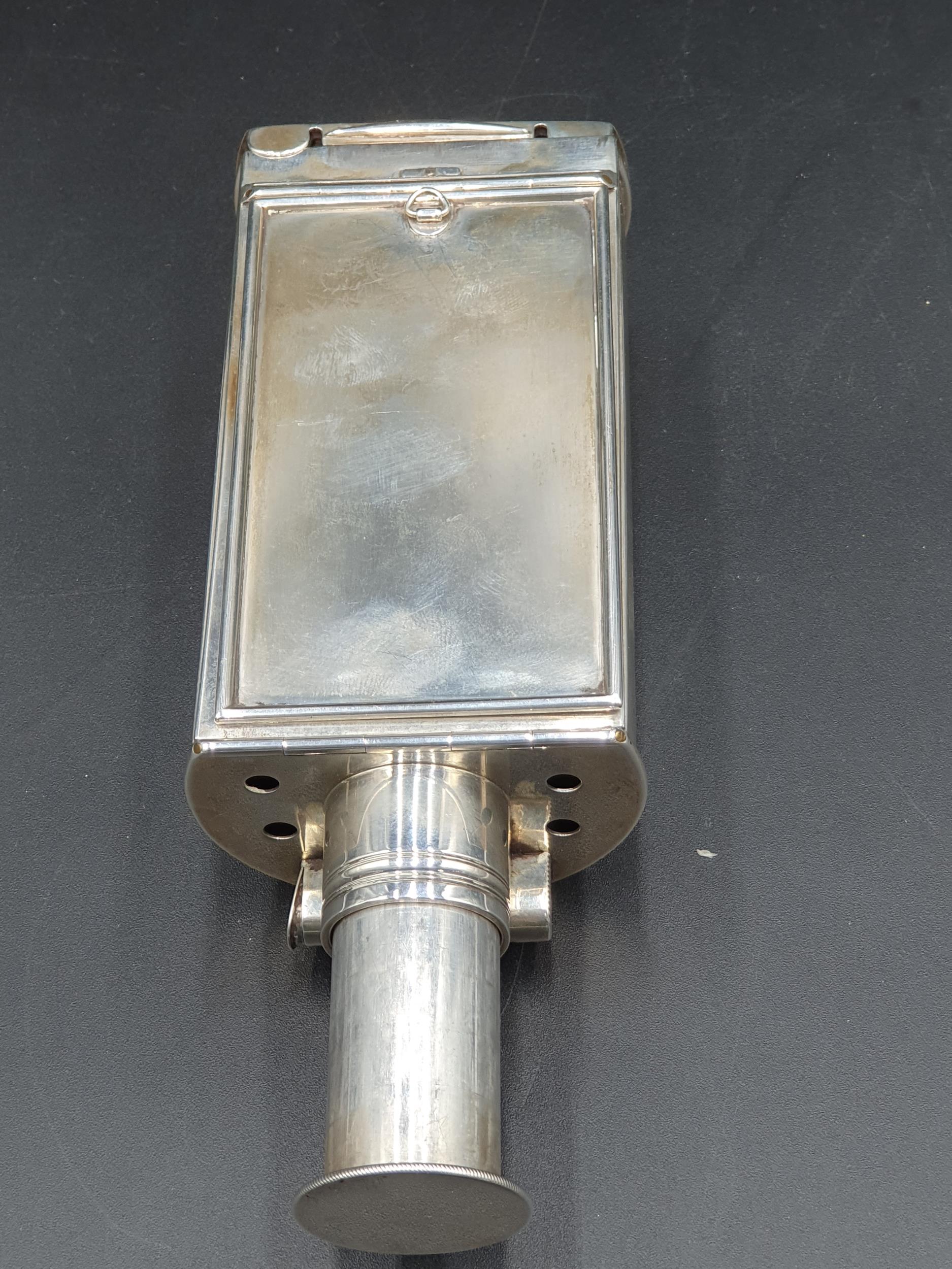 An unusual Victorian silver Carriage Lamp with adjustable candle holder, hinged reflector, - Image 10 of 12