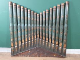 An antique Folk Art Fairground Set of faux Organ Pipes with painted decoration 3ft 5in H x 3ft 4in W