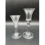 A Georgian Wine Glass with bell bowl having tear drop base on plain column with folded foot, 6 3/4in
