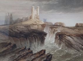 HENRY BARLOW CARTER (1804-1868) Castle ruins on a rocky outcrop, signed and dated (18)44,