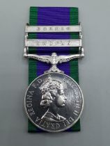 Campaign Service Medal with 'Radfan' and 'Borneo' Clasps engraved to 23834513 Pte. G.W.N. McRoberts,