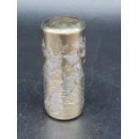 A Victorian silver-gilt cylindrical Scent Bottle finely engraved with children in the manner of Kate