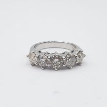A Diamond five stone Ring claw-set brilliant-cut stones, estimated total diamond weight 2.20cts,
