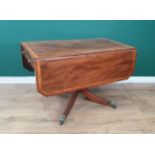 A 19th Century mahogany and satinwood crossbanded Pembroke Table fitted two frieze drawers, raised