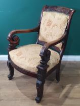 An Impressive Regency mahogany Library Armchair in the manner of Thomas Hope with anthemion and