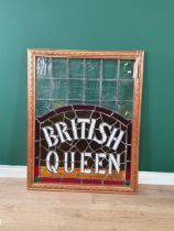 A framed Stained Glass leaded Panel, "British Queen", 3ft x 2ft 4in, some panels A/F