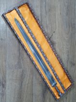 A Chinese Han - Style tinned bronze Sword (A/F - Cracked) in presentation Case, 26"Long.