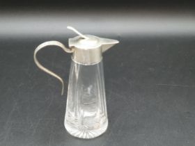 A Victorian silver mounted and lidded glass Toddy Flask or miniature Claret Jug of tapering form