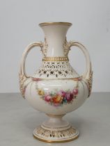 ****AMENDMENT**** Signed "H.Chair" Not "G.Owen" A Royal Worcester Vase by H. Chair, floral ga