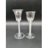 A 19th Century Wine Glass with round funnel bowl on double series opaque twist stem, 6in, and