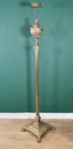 A 19th Century Brass Lamp Standard with reeded corinthian column on stepped square base on claw
