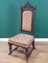 A 19th Century rosewood Hall Chair with needlepoint upholstered back and seat with spiral back