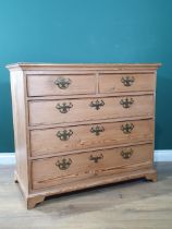 A Georgian pine Chest of two short and three graduated long drawers mounted on ogee bracket feet 3ft