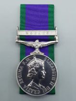 Campaign Service Medal with 'Borneo' Clasp engraved to RM13577 Marine P.J. Ball, Royal Marines