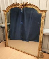 A 19th Century gilded Overmantel Mirror of large proportions decorated olive branch, quiver