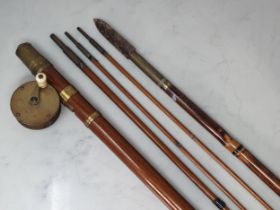 A Chas Farlow three piece Prize Medal 1862 drop eye Fishing Rod, with spare tip section (Spare