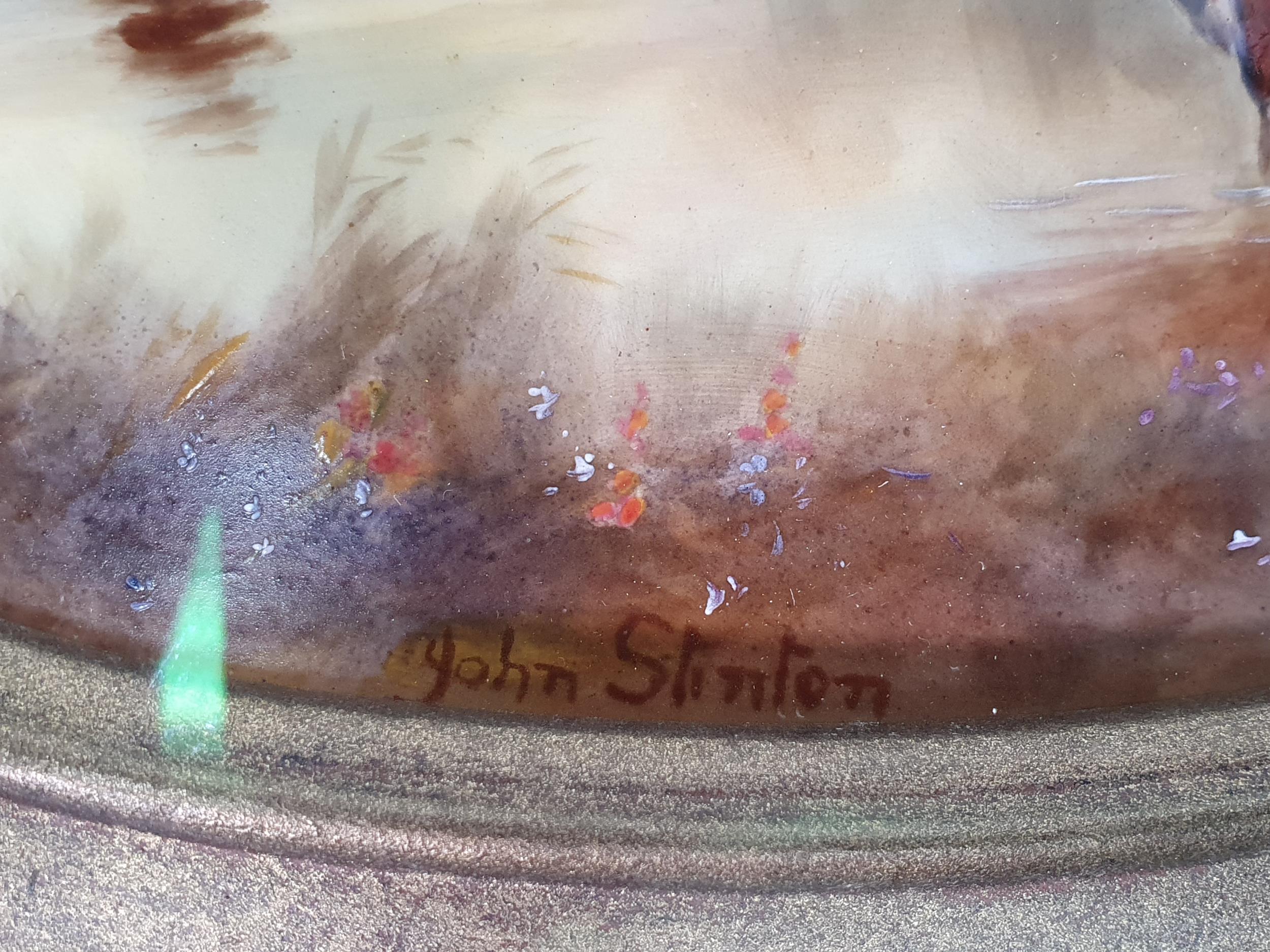 A Royal Worcester Plaque painted river landscape with cattle, signed H Stinton, the oval aperture - Image 3 of 3