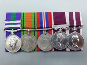 Five; General Service Medal with 'Malaya' and 'Palestine' Clasps, Defence, War, Army Long Service