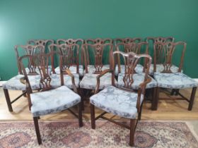 A set of twelve mahogany Dining Chairs in the Georgian style, with carved and pierced splat backs,