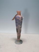 A tall Galle three colour cameo Vase, decorated with Hydrangeas flowers, of tapering form, signed "