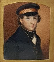 ENGLISH SCHOOL C.1850. Portrait miniature of Thomas Burlace, 'Seaman', half-length, wearing a dark