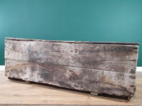 An early oak and elm boarded Church Chest, with iron strap hinges, A/F. 2ft 3"High x 6ft 2"Long x