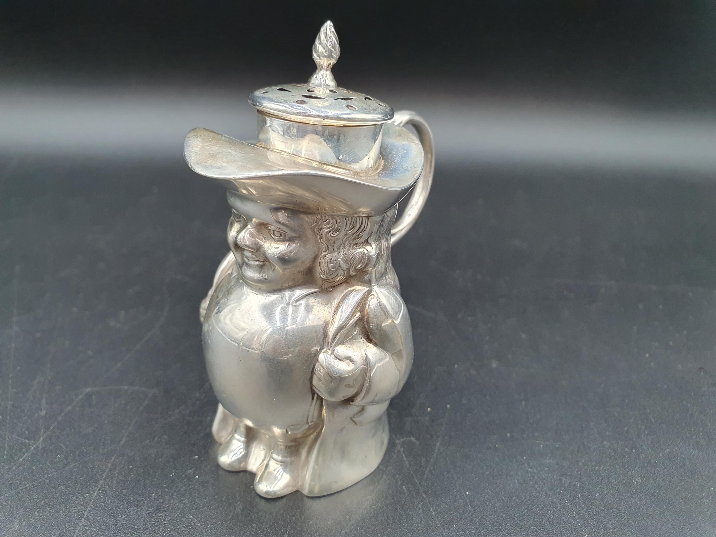 A George V silver Sifter in the form of a Toby Jug, Birmingham 1911, maker: H & Co, 3 1/2in - Image 2 of 6