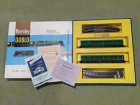 A boxed Hornby Dublo 2050 Suburban Electric Train, unused, near perfect box. Neither power car or