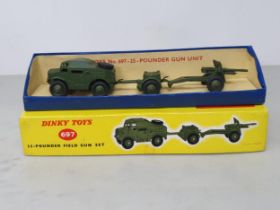 A boxed Dinky Toys No.697 25pdr Field Gun Set, Nr M-M, box Ex plus