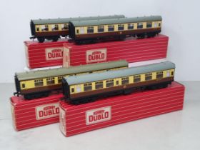 A rake of four Hornby Dublo WR Corridor Coaches, unused. Coaches comprise 4050/1 and 4060/1, all