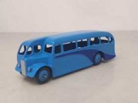 A Dinky Toys 29e Single Deck Bus mid blue with matching hubs, ideal for the layout, mint condition