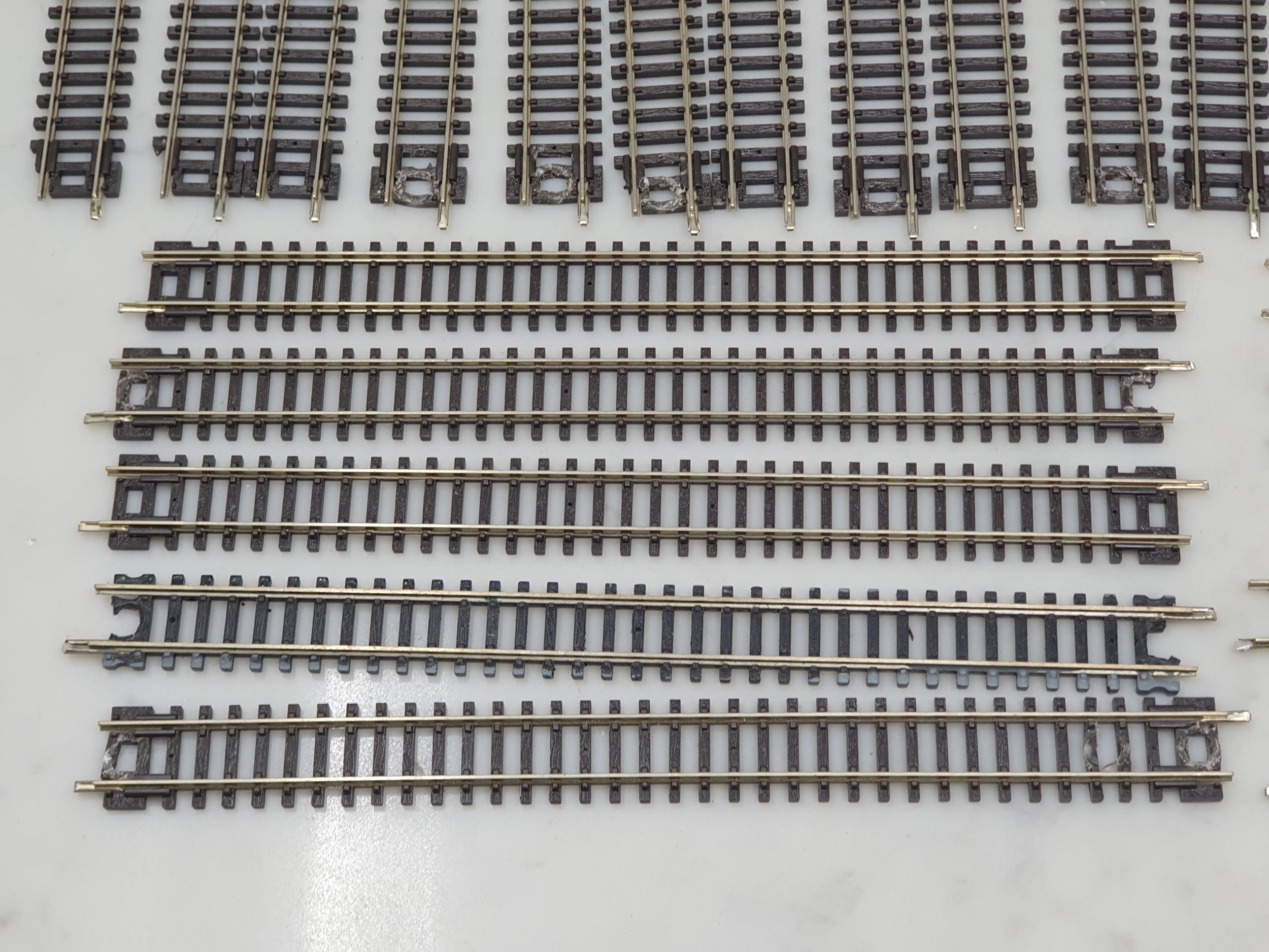 A box of Peco N gauge Set Track including Straights, Curves, Points ...
